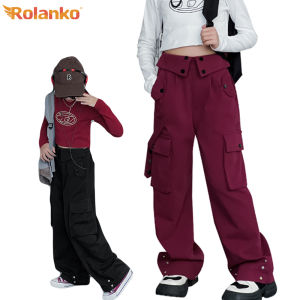 Rolanko Pants for Teens Girls Casual Korean Trousers Kids Students Cargo Jogger Sport Hip Hop Dance Loose Pants 5-14 Years