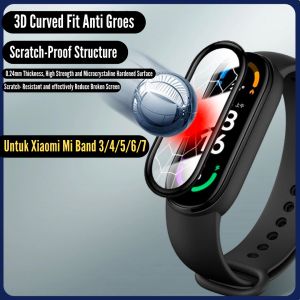 Tempered Glass for XlAOMl Ml Band 3 4 5 6 7 Screen Protector 3D Smart Watch for XlAOMl Ml Band 3 4 5 6 7 Full Soft Protective Glass Film