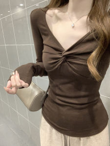 YUANYA | Seductive V-Neck Twist Shoulder T-Shirt