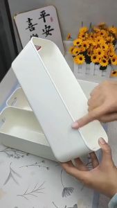 3/5/10ชิ้น กล่องเก็บของบนเดสก์ท็อปอเนกประสงค์สีขาว / กล่องเก็บเครื่องสำอางเบ็ดเตล็ด / กล่องพลาสติกสำหรับจัดเก็บลิ้นชักพลาสติกพร้อมที่จับ / กล่องเก็บโทรศัพท์มือถือ กล่องเก็บชุดชั้นในและถุงเท้า