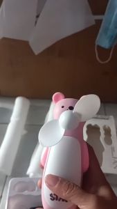 พัดลมพกพา มีไฟ ชาร์จไฟได้ รูปหมีน่ารัก portable multifunctional fan