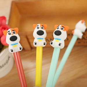 OFM-A47 Pulpen Gel Karakter Puppy Lucu 0.5mm Motif Polos Korean Style / Alat Tulis Pena Cair Doggie Perlengkapan Sekolah Kantor Ballpoint Import