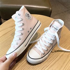 High-Top Canvas Shoes for Women in Pink Student Fashion Korean Style Versatile 2025 Spring Autumn Classic College Style Shoes