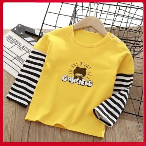Pure Cotton Long Sleeve Baby Boys T-Shirt Underwear Single Top Autumn Clothes for Toddlers Korean Style One Year Old Baby