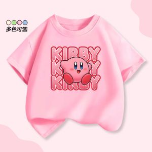 Bandai | Cute Star Kirby Childrens Pure Cotton Short-Sleeved Girls Summer Clothing New Style T-Shirt Fashion Casual Breathable Top