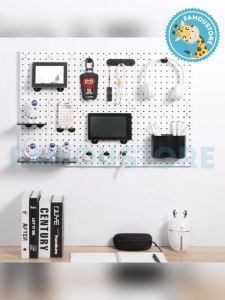 Famoustore Pegboard Perforated Wall Display Rack Peg Board Wall Mounted Hole Board Bedroom Wall Organizer Bilik Tidur Aksesori 洞洞板