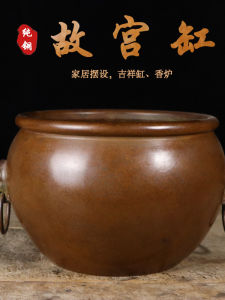 Bronze Pure Copper Chinese Style Living Room Decorations Wealth Attracting Basin Lion Head Door Sea Basin Creative Tabletop Ornament