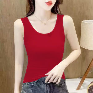 Pure Cotton Summer Sleeveless round Neck Vest Inner Wear Tank Top Slimming Base Layer Shirt No Shoulder Straps Body Shaping Top
