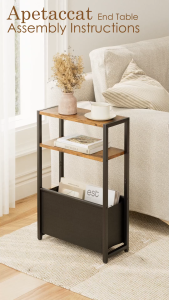 Narrow Side Table Slim End Tables Sofa Side Table Nightstand Non-Slip Multi-Functional Shelving Unit