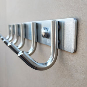 Thickened 304 Stainless Steel Bathroom Kitchen Wall Mounted Hooks Full Set Rack Hanging Coat Hooks Drilled Hole Hooks