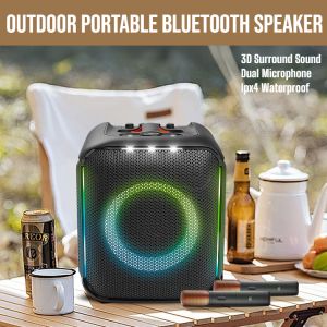High Quality Outdoor Portable Bluetooth Speaker Mini Wireless Bluetooth Speaker Dual Microphone Family Ktv Set