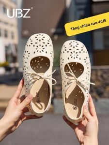U·B·Z | Dép Tăng Chiều Cao Đục Lỗ Mary Jane Phong Cách Vintage Thoáng Khí