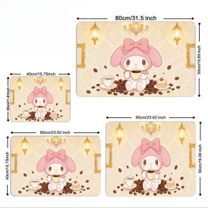 Sanrio | My Melody Fluffy Bunny Floral Star Print Non-Slip Rubber Base Washable Cloth Surface Kitchen Dish Drying Mat