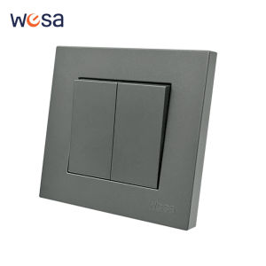 Grey Wall Rocker Switch Button Light Switch AC Flame Retardant 2 Gang 1 Way EU Standard Spray Plastic Panel Classic On/Off Panel