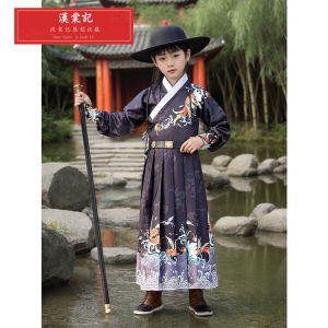 Childrens Han Chinese Costume Male and Female Childrens Ming-Made Jinyiwei Flying Fish Suit Archaistic Ancient Costume Martial Arts Style Performance Costume Yue Fei Yue Jun