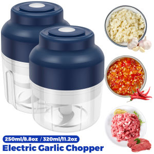 Electric Garlic Chopper Portable Veggie Chopper Garlic Grinder Masher Cordless Food Processor for for Ginger Chili Fruit Meat