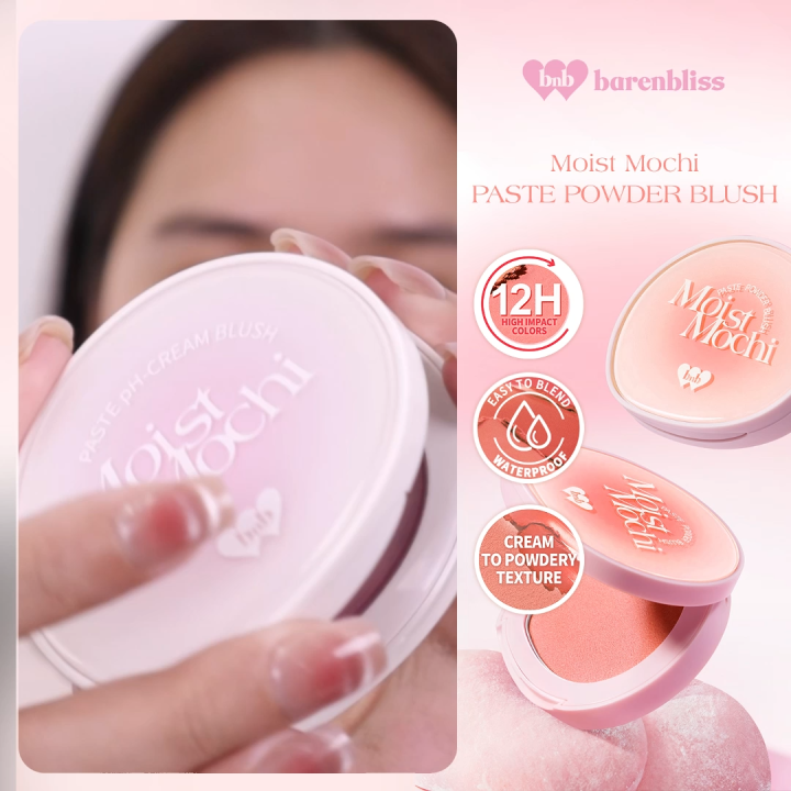 【NEW SHADE LAUNCH】barenbliss BNB Moist Mochi Powder Blush｜Waterproof | Multi-use |12HR Long Wear | Moisturizing｜Blendable | Lightweight | Soft-Focus Matte Finish