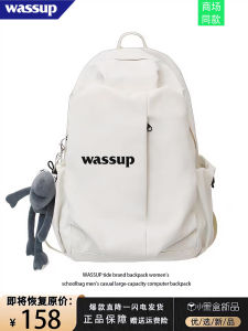 Wassup Flagship Store Backpack Men and Women Simple Large Capacity Travel Bag Computer Backpack Junior High School College Students Schoolbag
