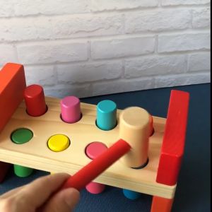 การศึกษาปฐมวัย สนุก เคาะ โต๊ะตอกเสาเข็ม เด็ก ปริศนา แรงแขน การฝึกอบรม ลงมือทำ ก้อง ของเล่น 8 สี