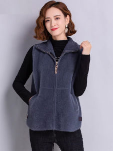 Womens Knitted Cardigan Vest Open Front Sleeveless Outerwear Spring Autumn Flip Collar Fashionable Casual Comfortable Fit