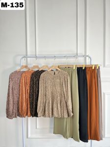 New model - One set twill bunga/One set kekinian dengan smoke dada/setelan wanita terbaru super cute