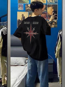 American High Street Short Sleeve T-Shirt for Boys Youth Fashion Heavyweight Half Sleeve Top Printed Cotton Summer Casual Wear