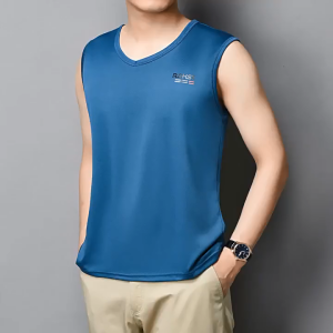 Kaos Dalam Tank Top Singlet Pria Olahraga Gym Fitness Tanktop Men Sport Wear Dry Fit Pakaian Lelaki Fashion Cowok Kerah V-Neck XIPU KKS11