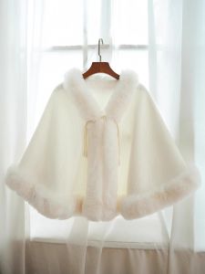 Áo Khoác Ngoài Lót Lông Cừu Dày Màu Trắng Sang Trọng Thời Trang Thu Đông 2025 Dài Thường Ngày Bằng Polyester