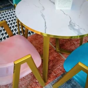 Yali Home Dining Set Nordic Round and 4-Chairs light luxury table&chair combination coffee table set