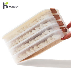 Konco Dumplings storage box  with time reminder frozen Foods freezer box stackable refrigerator Organizer with handle