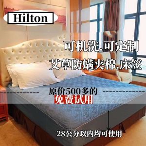Hilton Garden Antibacterial Bedding Protector Cotton Model Mint Leaf Machine Washable Dustproof Mattress Cover Quilted Bed Canopy
