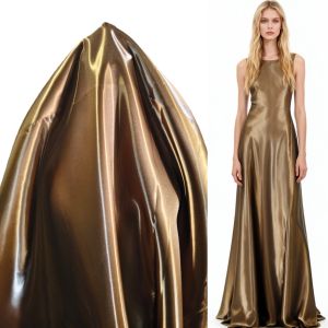 Coffee-colored liquid sheen satin fabric with slight stiffness suitable for sewing stage costumes party dresses DIY fabric