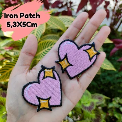 ( TINGGAL SETRIKA ) Tambalan Baju Sobek Bordir Tempel Iron Patch Love Blink Patch Iron Cinta Hati Premium Stiker Full Bordir Tembelan Kaos Bolong Tempelan Baju Sobek Tambalan Kaos Robek Hiasan Baju