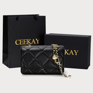 🌸Hàng Order🌸 Túi Xách Nữ CEEKAY Da Trơn Đồ Hoạ Khoá Gập Gài Quai Da Phối Xích Quả Lắc Sang Chảnh Nữ Tính🌸Hàng Quảng Châu