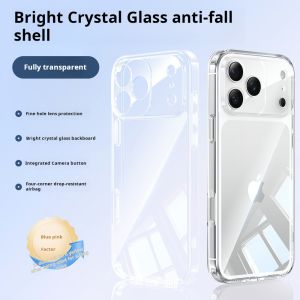 Luxury HD Clear Tempered Glass Case For iPhone 17 Air 16 E 15 14 Plus 13 12 Mini 11 Pro Max XR XS 7 8 Shockproof Hard Back Cover