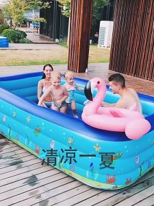 [Happy Kids] Inflatable Giant Family Pool Rectangular Swimming Pool Outdoor Family 游泳池 Kolam Renang - SwimmingPool