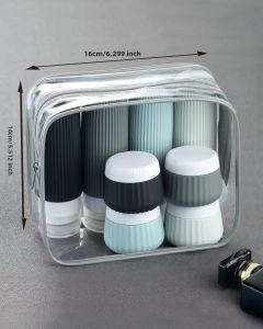 Bộ 8 Chai Du Lịch Bằng Silicon 3oz Chống Rò Rỉ Có Thể Bóp Không Chứa BPA Có Thể Tái Sử Dụng Dùng Đựng Sữa Tắm Dầu Gội Được Phép Mang Theo Trên Máy Bay (TSA Approved)