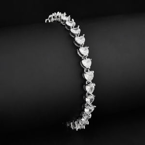 Moonso Luxury Heart Silver Color Bracelet Bangle for Women Wedding Bride on Hand Gift Valentines Day Gift Jewelry S7982