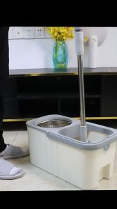 BLUE WHALE ถังปั่นไม้ถูพื้น Spin Mop หัวสแตนเลส+ถังปั่นสแตนเลส ไม้ม๊อบถูพื้น ไม้ถูพื้น ถังปั่นไม้ม๊อบ ถังถูพื้น ไม้ม๊อบ