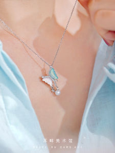 Elegant Blue Butterfly Fairy Dust Necklace Womens Fashion Jewelry Minimalist Design Sensation Exquisite Accessory for Ladies