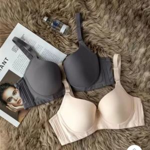 Summer Thin Plus Size Glossy Intimates Big Cup Bra Big Chest Minimalist Seamless Comfort Steel Ring Push up