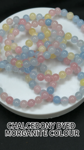 Natural Chalcedony Stone Crystal Bracelet Round Enhanced Morganite Colour Fashion Accessories Women