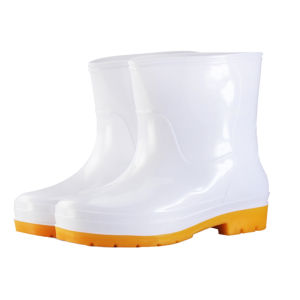 Food Factory Rubber Boots White Rain Shoes Mens Non-Slip Rain Boots High Wear-Resistant Soft Bottom Shoes for Work Comfortable Labor Safety