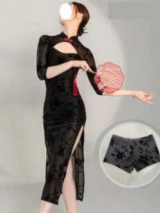 New Chinese Style Green Velvet Dance Dress Womens Slimming Gown Retro National Spirit Modified Qipao One Piece Skirt