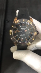 MAX Legend Black-Rose Gold Steel Case Black Dial Watches Womens Silicone Strap Watch 38mm 5-MAX701
