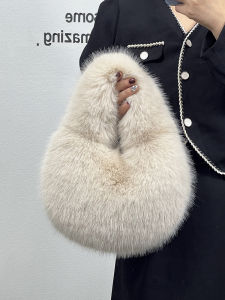 Satchel Fur Bag Female Fall and Winter New Arrival This Years Popular Bag Fancy Niche Style Plush Bag Handbag Small