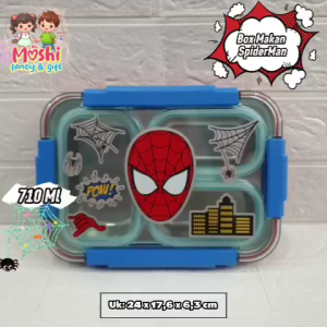 Tempat Makan Stainless Marvel / Lunch Box Stainless Spiderman  / Tempat Bekal Anak Laki Laki Boy - Spiderman Sekat 3