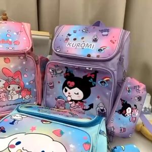 Kuromi Schoolbag Elementary School Students 1-6th Grade Breathable Shoulder Bag Large Capacity Backpack Free Pen Bag