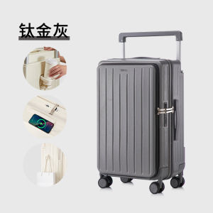 New Large Capacity Womens Luggage Front Opening Side Cover Carryon Suitcase with Pull Rod Travel Bag Universal Wheels