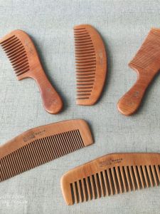 Daily See Peach Wood Comb & Long Handle Comb for Student Hair Care